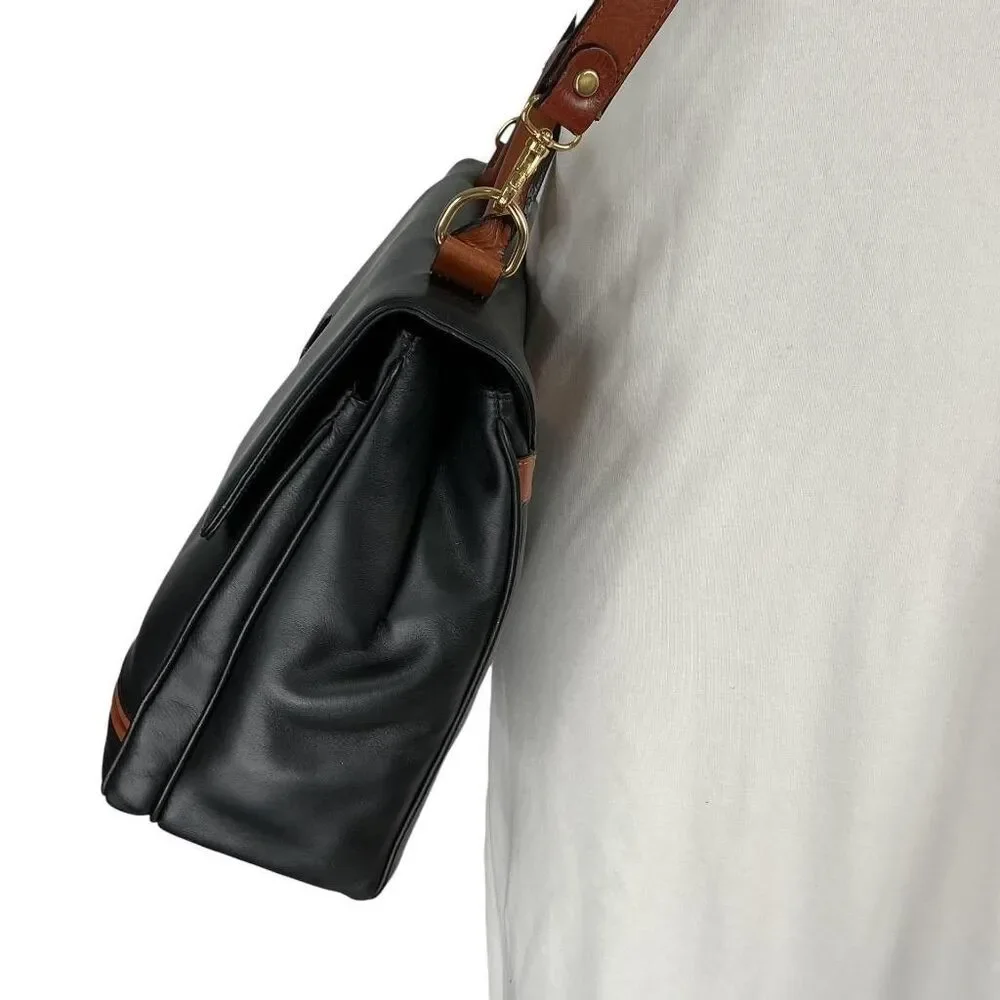 Braun Buffel Leather Business Bag Brown X Large Top Handle Crossbody Vintage